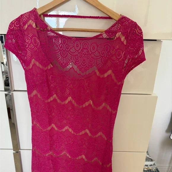 bebe | Dresses | Bebe Fuschia Lace Dress | Poshmark